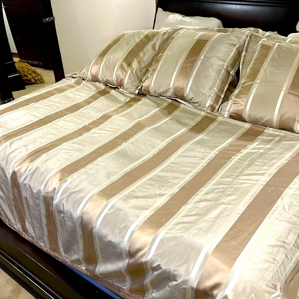 Pure Raw Silk King Duvet Cover with Three Euro Shams